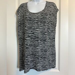Michael Kors Black & White Zebra Print Top – Size 0X